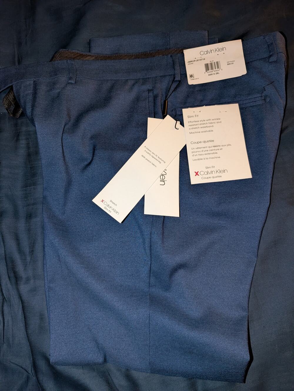 New with Tags! BNWT Calvin Klein Jerome Pants Size 34-29 Slim Fit Blue
